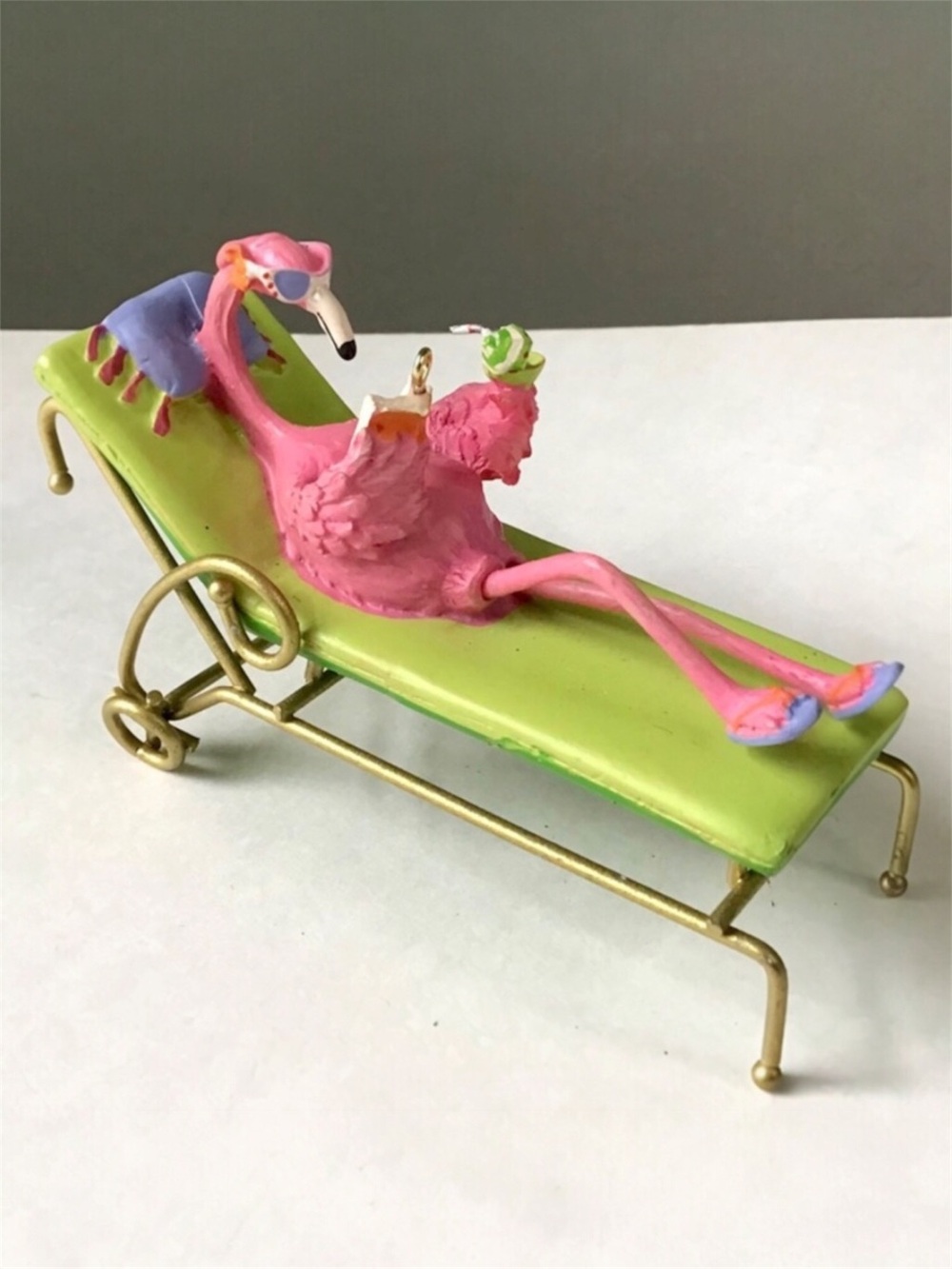 Cape Shore Flamingo Beach Lounging Christmas Ornament Coastal Decor Figurine